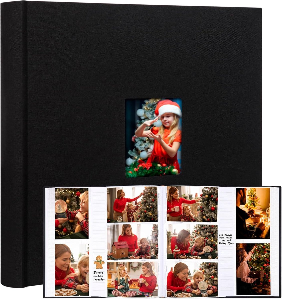 SnelShoppen - Fotoalbum 600 Compartimenten 4x6 cm met Schrijfruimte, Grote Capaciteit, Linnen Kaft, Zuurvrij, Geschikt voor Familie, Bruiloft, Herinne