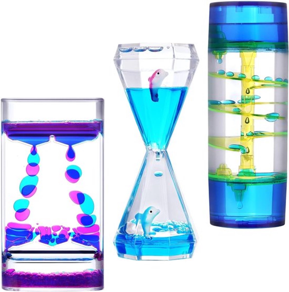 Sensory Liquid Timer voor Ontspanning en Stressverlichting, Beweegbare Bubbels, Zandloper Speelgoed voor Kinderen en Volwassenen