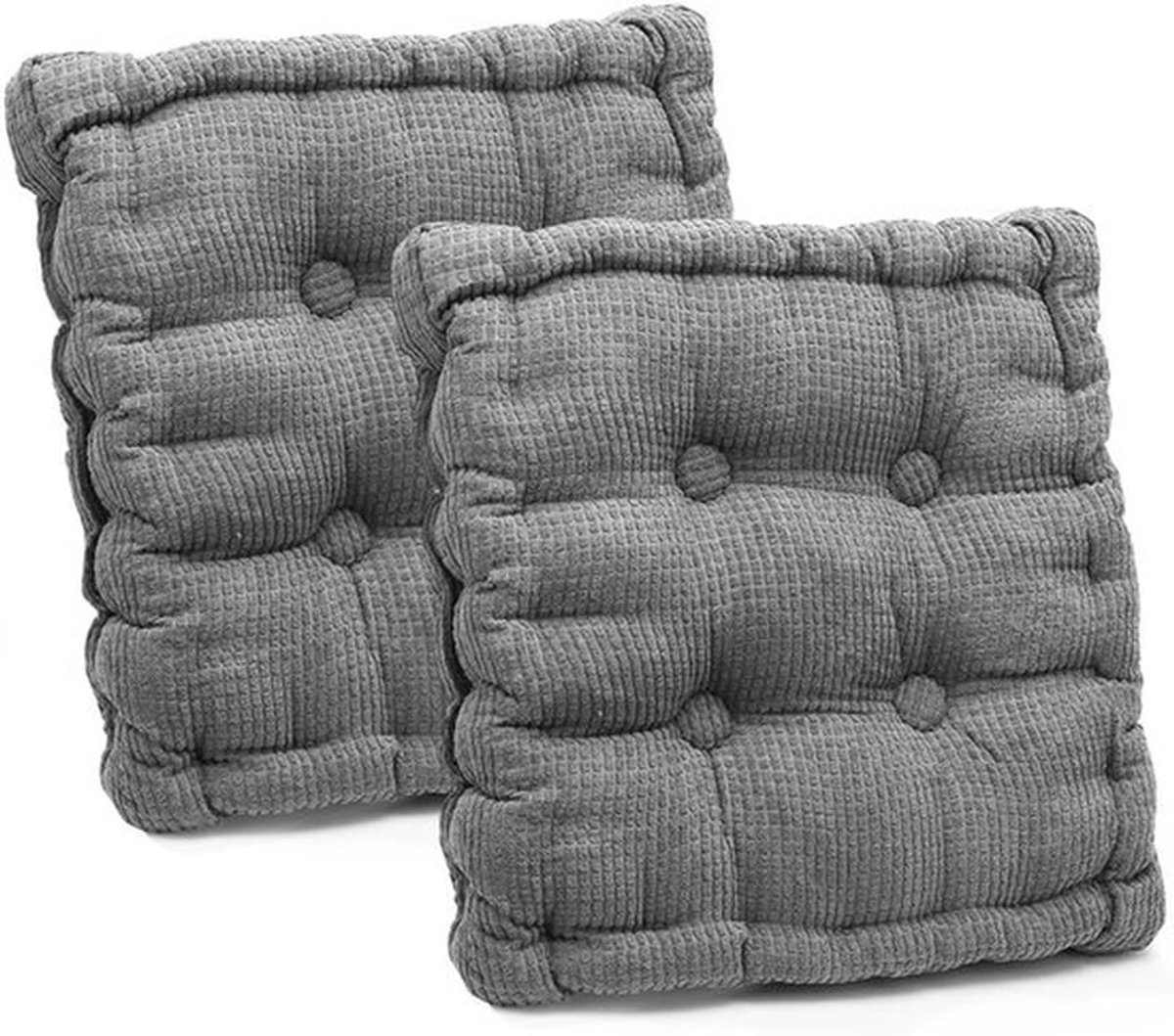 Set van 2 Zitkussens 40 x 40 cm, Buitenstoelkussen met 8 cm Schuimvulling, Ideaal voor Binnen en Buiten, Vloerkussen voor Sofa en Tuinstoel (Donkergrijs)