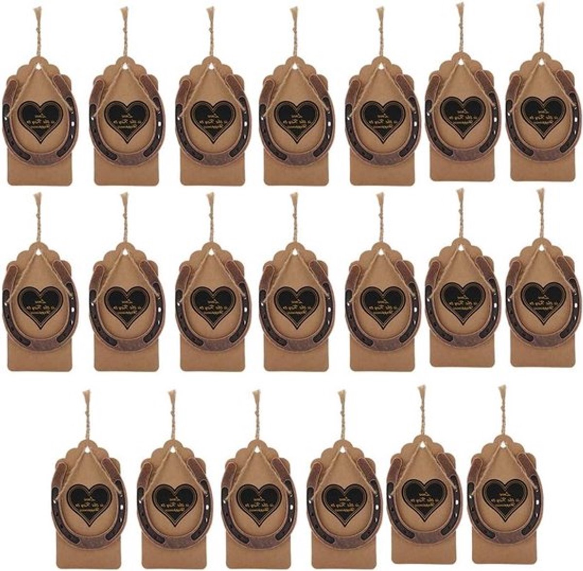 20 Stuks Vintage Geluks Hoorngen Trouwen, Met Kraft Cadeaukaarten voor Rustieke Bruiloften en Verjaardagen