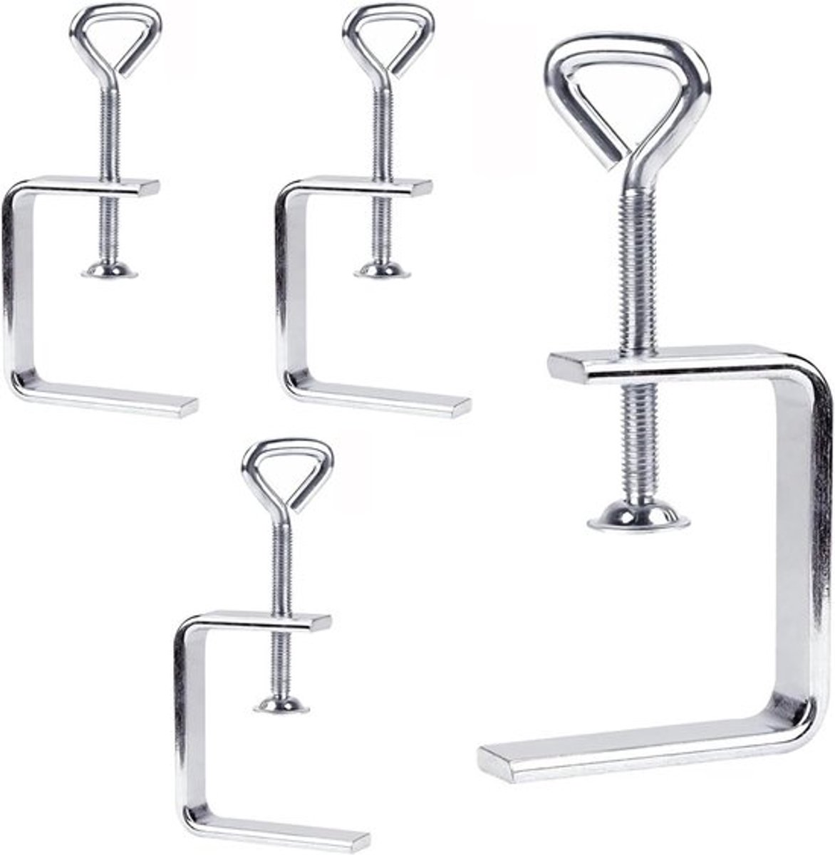 4x C-Clamp Schroefklemmen voor Houtbewerking - Tafel- en Fixatieklemmen voor Gereedschap en Auto-reparatie - 48mm Klemmen in Zilver