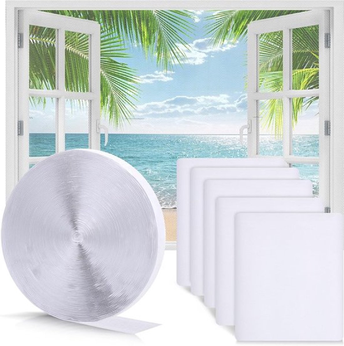 Insectenwerend Hor voor Raam, Geen Boren Nodig, 150 x 130 cm, Verstelbaar en Hoogwaardige Mosquito Net, Ideaal voor Allergieën en Pollenfilter, Set van 5