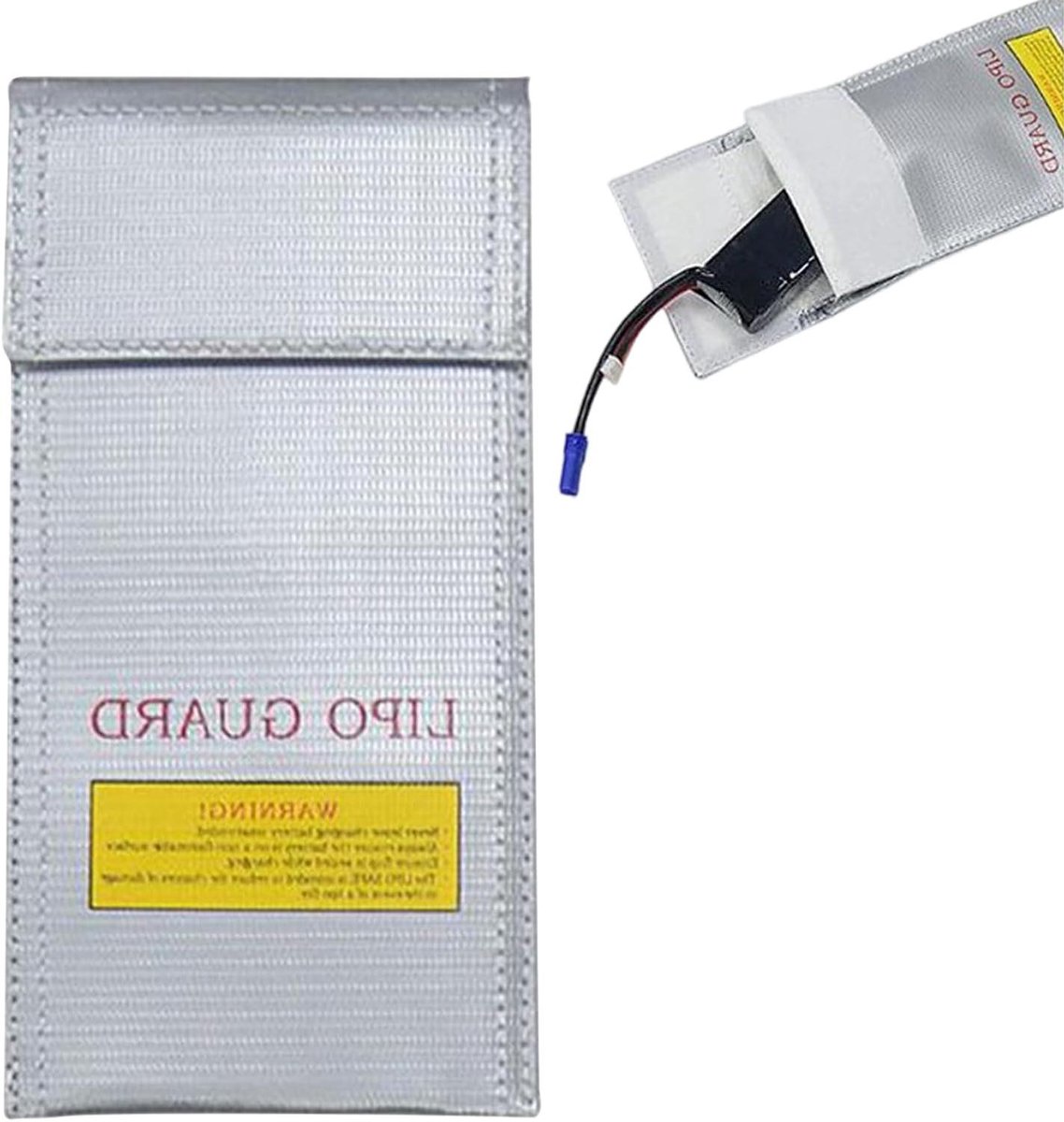 Vuurvaste Batterijtas - Batterijhouder Opbergdoos - Veilige Opslag - Dubbellaags Vlamvertragend - 21 x 12 x 0.8 cm - Grijs