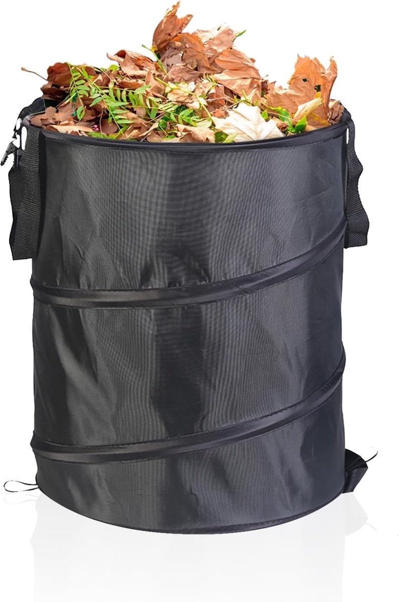 SnelShoppen - Tuinafvalzak 37L - Opvouwbare Oxford stof - Compacte Tuinzak - Handige Zelfstaande Campingzak - Groene Afvalzak - Bladzak (Zwart)