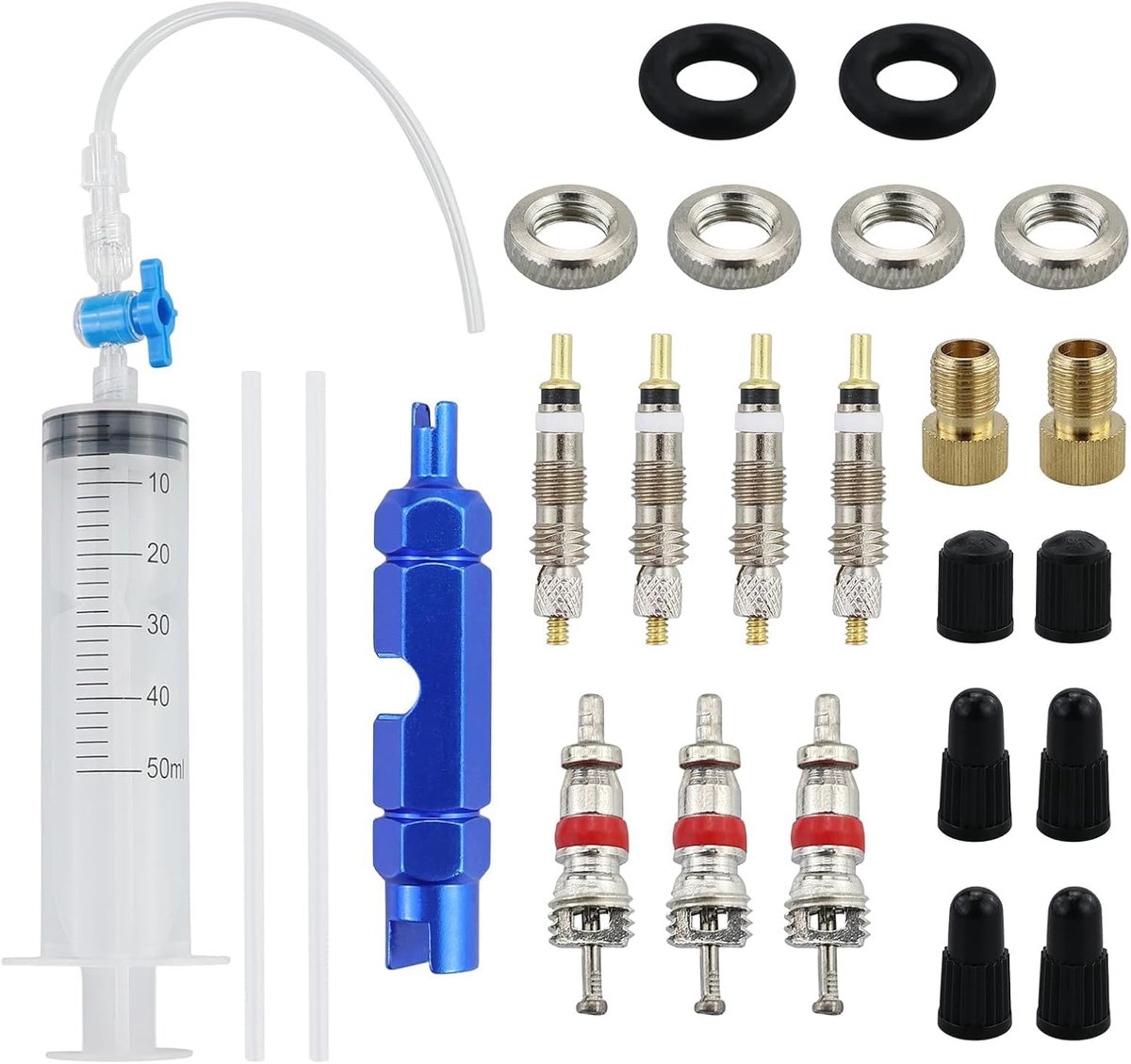SnelShoppen - Fietssiroop voor vloeibare afdichtmiddelen tubeless 60 ml, ventielverwijderaar, compatibel met snijafdichtmiddelen, slangvrije montage,