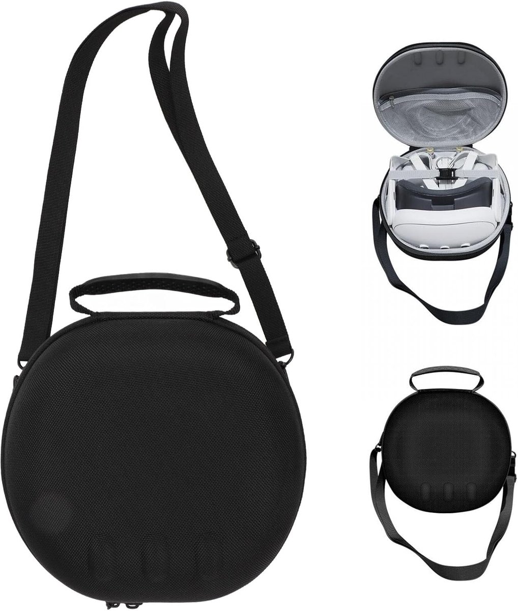 SnelShoppen - Hard Carrying Case voor VR Bril, Schokbestendige Reisopslag Tas met Schouderband, Beschermende Case voor Meta Quest 3 VR Bril en Accesso