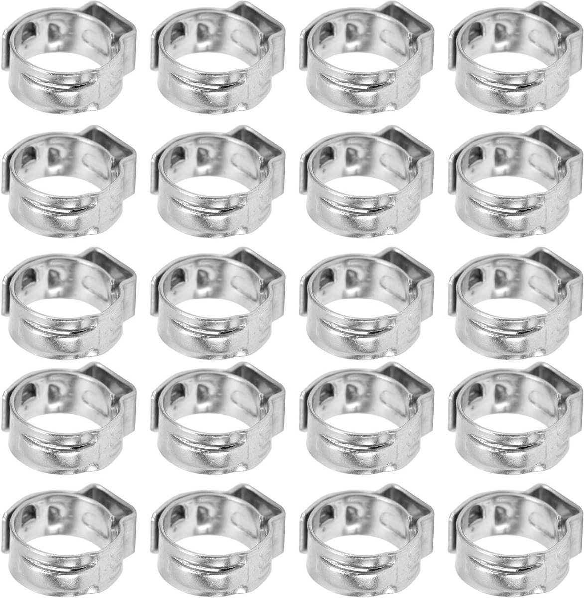 SnelShoppen - Rvs Slangenklemmen 20 Stuks, 304 Roestvrij Staal, Verstelbare Dubbele Draad Slangenklem voor Industrieel en Sanitair Gebruik (9.6-11.3mm