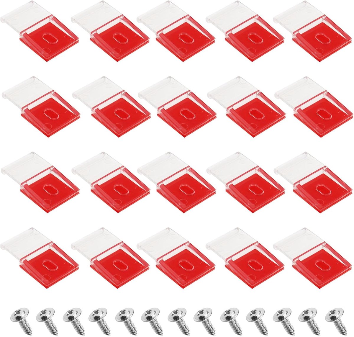 SnelShoppen - 50 Stuks Heldere Striplicht Klemmen met 50 Schroeven Zelfklevende LED Licht Bevestigers Geschikt voor 10mm Brede Lichtstrips 28 x 16mm -