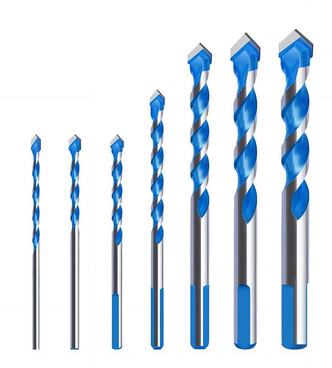 SnelShoppen - 7-delige Multifunctionele Legering Drilboor Set, 3mm/4mm/5mm/6mm/8mm/10mm/12mm voor Tegels, Keramiek, Hout, Muur, Beton, Glas, Diepte 40