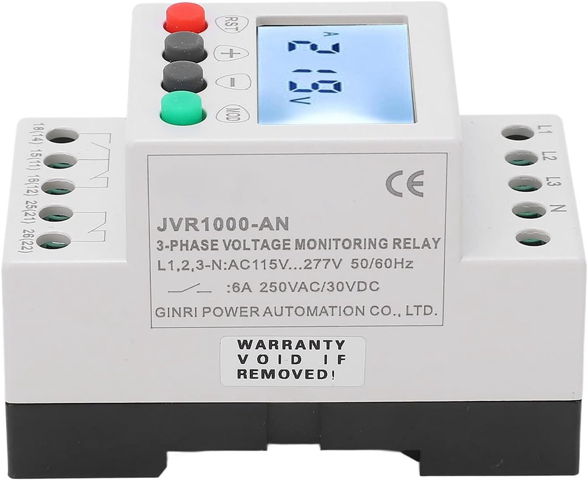 SnelShoppen - Voltage Bewakingsrelais, 3-Fasen Spanning Bewakingsrelais, 4-Draad Onder-spanning Bescherming, Fase Bewakingsrelais met Automatische Res