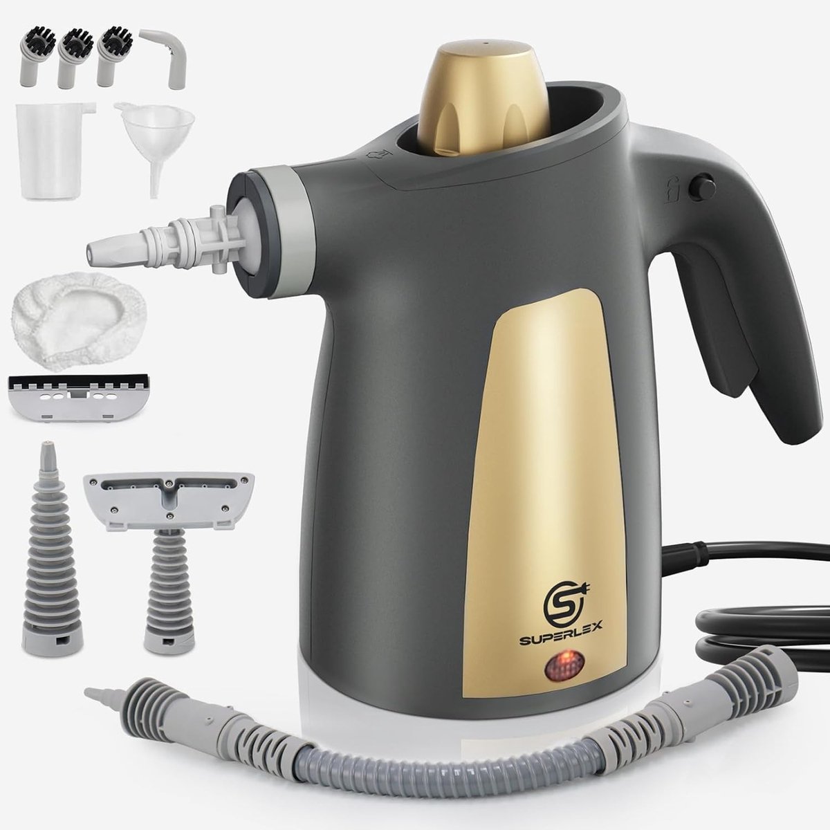 Handstoomreiniger - Geen Kleur - 350 ml - Handapparaat met 12-delige accessoires - Voor Auto, Badkamer, Keuken, Ramen