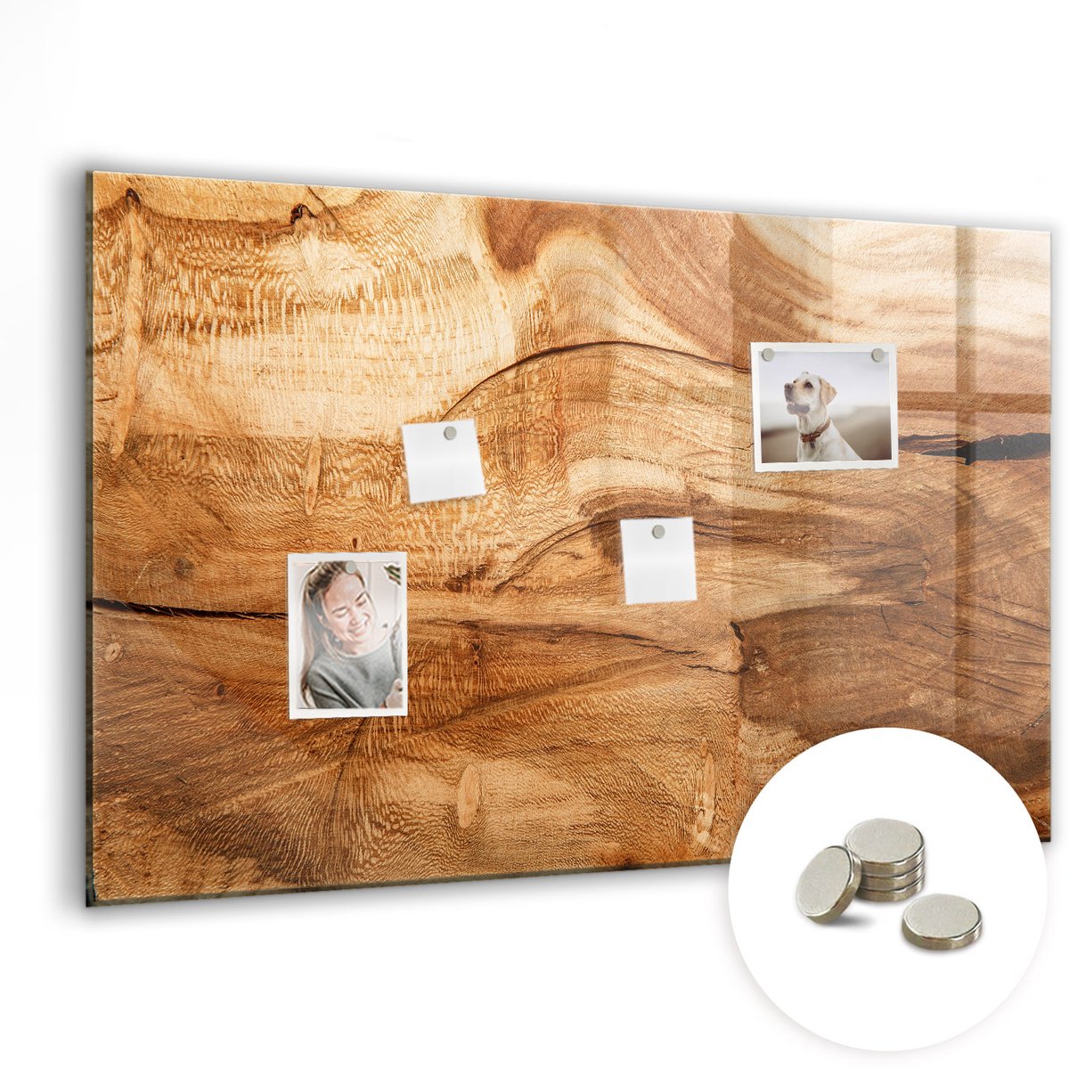 Coloray Glazen Magneetbord - Magnetisch Bord Polaroidfoto's - 90x60 cm - Bruin Magneetbord - Magnetic Board - Woonkamer Decoratie