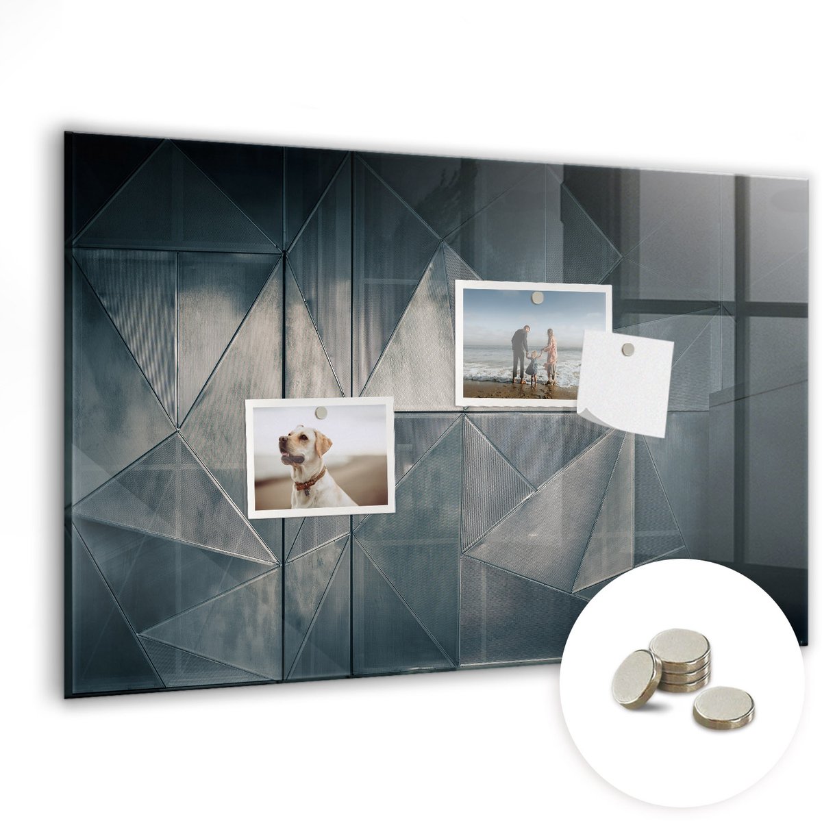 Coloray Glazen Magneetbord - Magnetisch Bord Metaalabstractie - 60x40 cm - Zwart Magneetbord - Magnetic Board - Magnetisch Wandbord