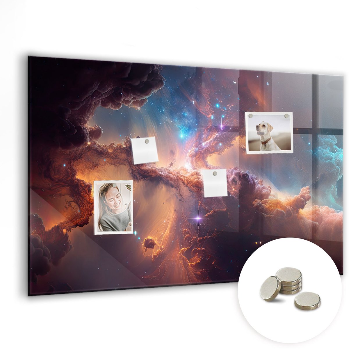 Coloray Glazen Magneetbord - Magnetisch Bord Kaneel - 90x60 cm - Veelkleurig Magneetbord - Magnetic Board - Magneetbord Design