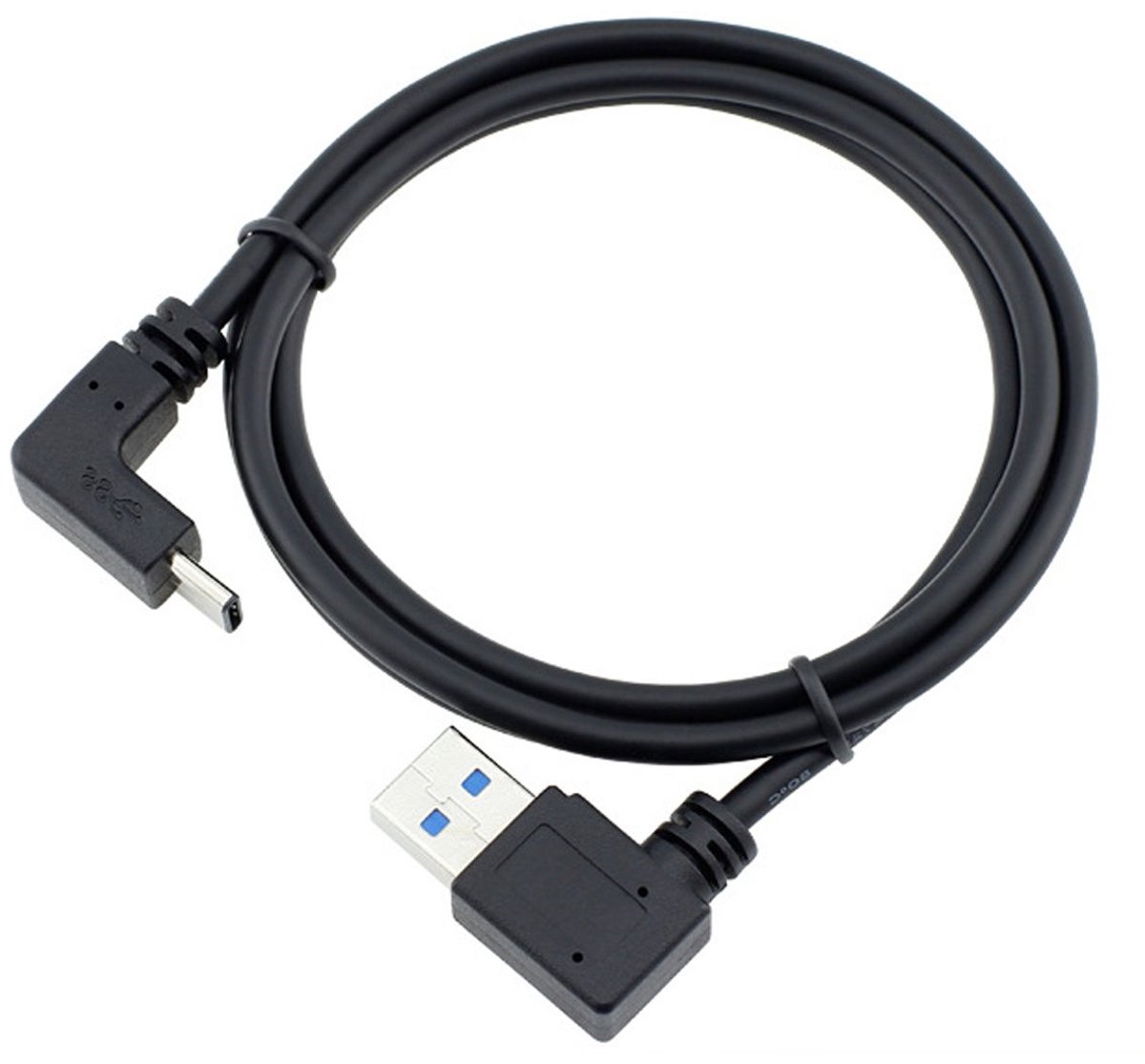 SnelShoppen - USB C naar USB 3.0 90 Graden Hoek Data Verlengkabel 1 Meter voor Tablet, Smartphone, Externe Harde Schijf, Reversible Type C, Geschikt v