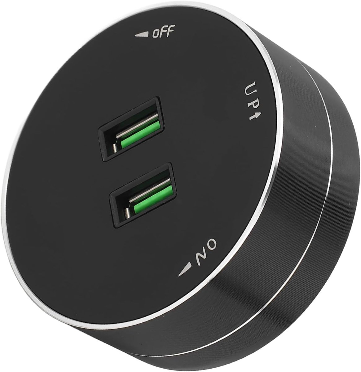 SnelShoppen - Verwijderbare Power Track Jack Dubbele USB Poort Multifunctionele Ronde Stopcontact Adapter met Lichtindicator AC 110‑250V voor Keuken,