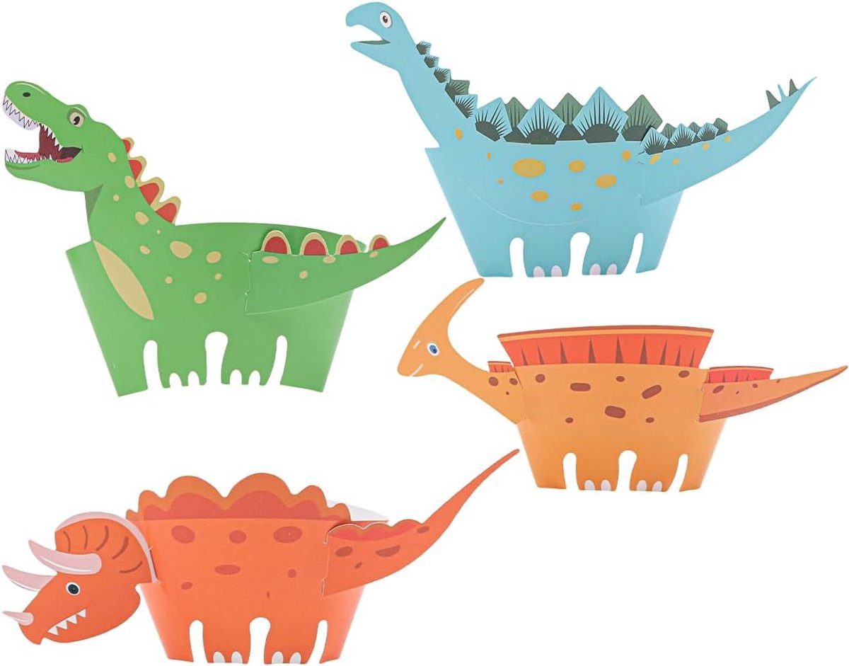 SnelShoppen - 48PCS Dinosaurussen Cupcake Toppers Cake Decoraties voor Kinderen Feestjes, Verjaardagen, Babyshowers, Milieuvriendelijk en Duurzaam