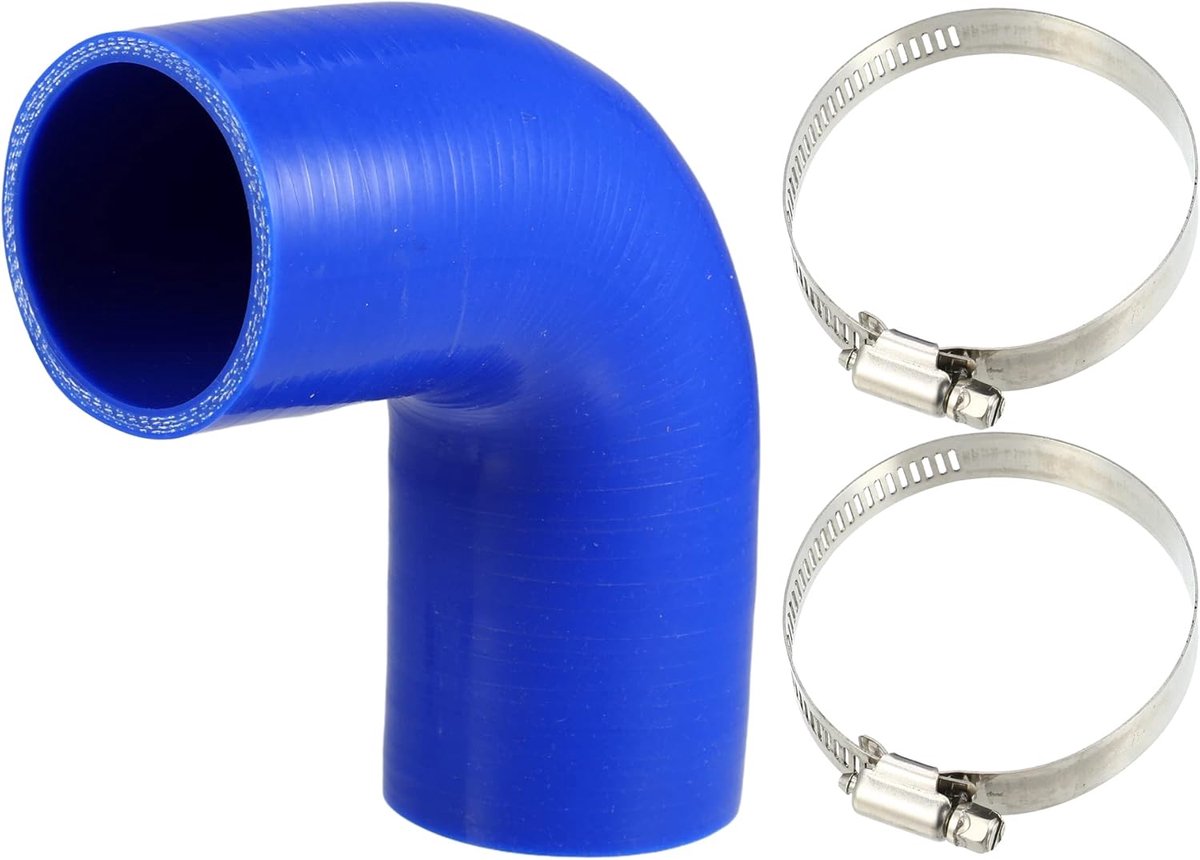 SnelShoppen - 90 Graden Hoek Silicone Slang Set Blauw 2.25" - Universele Motoraansluiting - Hoog Temperatuur Bestendig - 90 mm Lengte