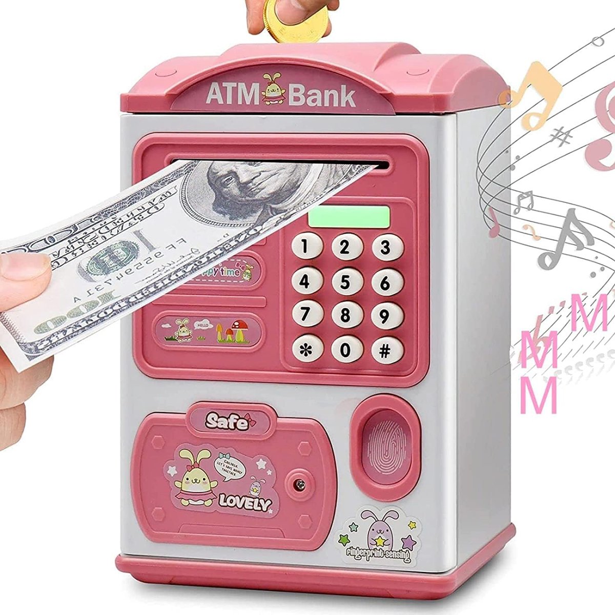 Piggy Bank for Boys Girls Money Bank Machine with Fingerprint and Passcode Mini ATM Money Box Coin Can Electronic Car - ShopVlot