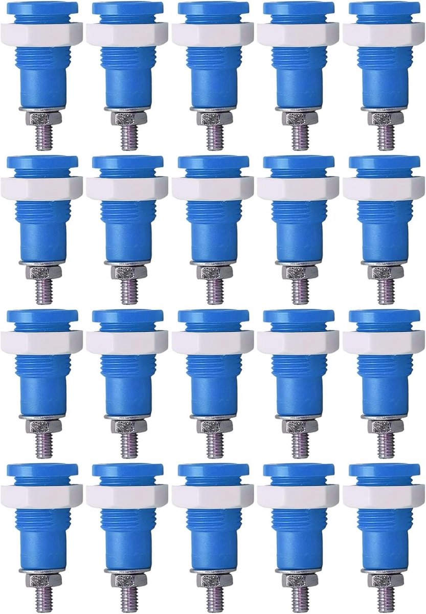 SnelShoppen - 20 Stuks 4mm Banaan Socket Jack - Vrouwelijke Banaanstekker Connectors voor Audio en Elektronica - Blauwe Mount Connectors voor Bananens