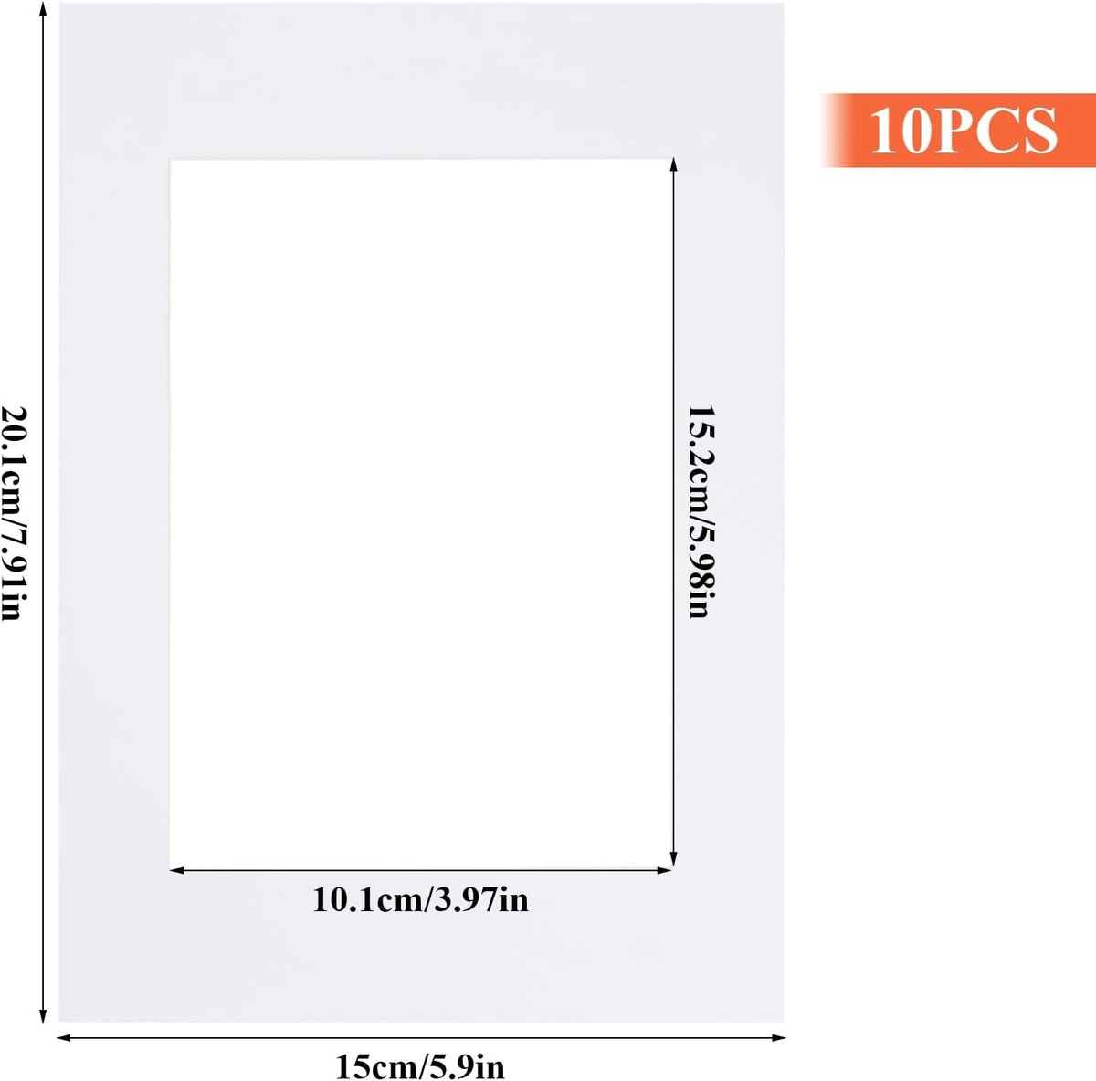 SnelShoppen - 10 Stuks Foto Matten 6x8 Inch, Witte Foto Frame Mat, Rectangular Foto Mat Board, Zuurvrij Foto Cardboard voor Schilderijen en Kunstwerke