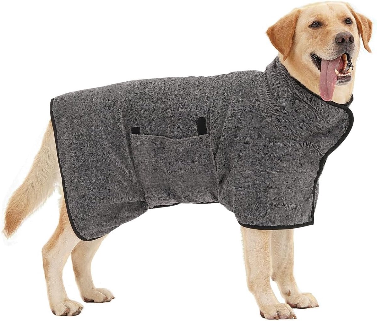 SnelShoppen - Honden Badjas Microvezel voor Middelgrote en Grote Honden, Absorberende Badjas, Droogjas met Klittenbandsluiting voor Honden en Katten (