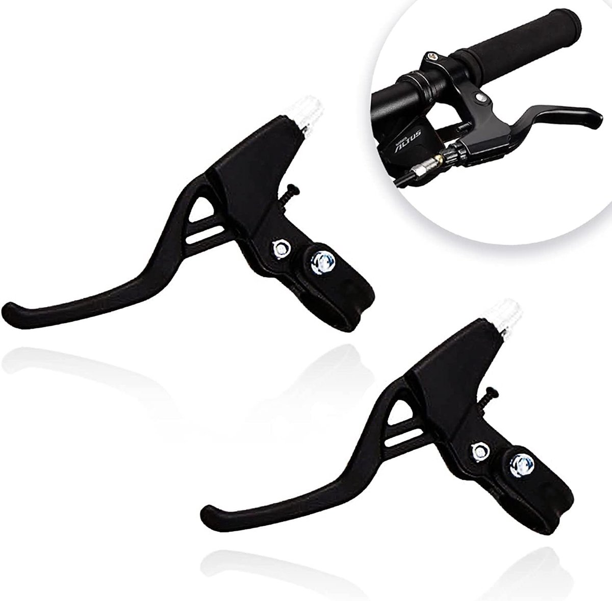 SnelShoppen - Aluminium Legering Fietsremhendels - MTB Wegfiets Handgrepen, 2.2cm Diameter, Fietsaccessoires (Zwart)