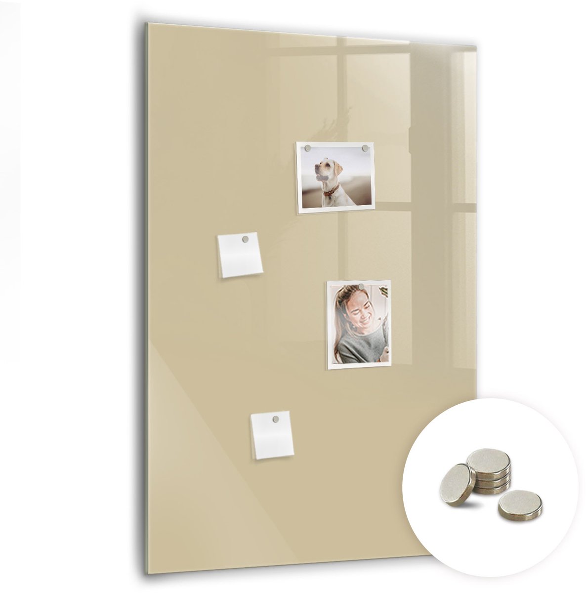 Coloray Glazen Magneetbord - Magnetisch Bord Wijnkurken - 70x100 cm - Beige Magneetbord - Magnetic Board - Keuken Decoratie