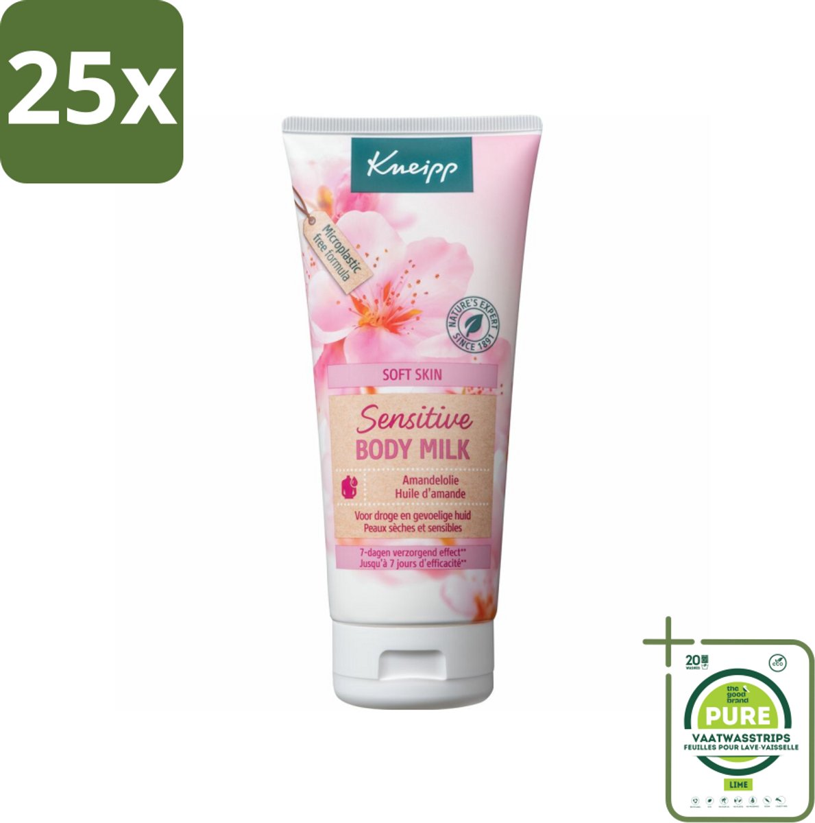 25 x Kneipp - Body lotion - Soft Skin - Amandelbloesem - 200 ml - Grootverpakking - Lichaamslotion - Gevoelige Huid - Droge Huid - Natuurlijke Ingrediënten - Amandel