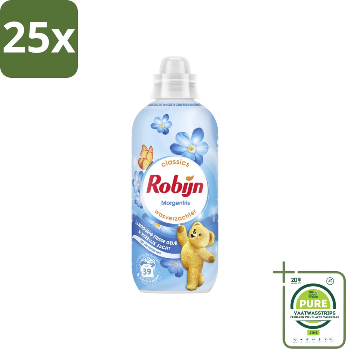 25 x Robijn – Wasverzachter – Morgenfris – 780 ml - Grootverpakking - Wasverzachter - Wasgeur - Kleding Verzachter - Frisse Geur - Slijtage Verminderen