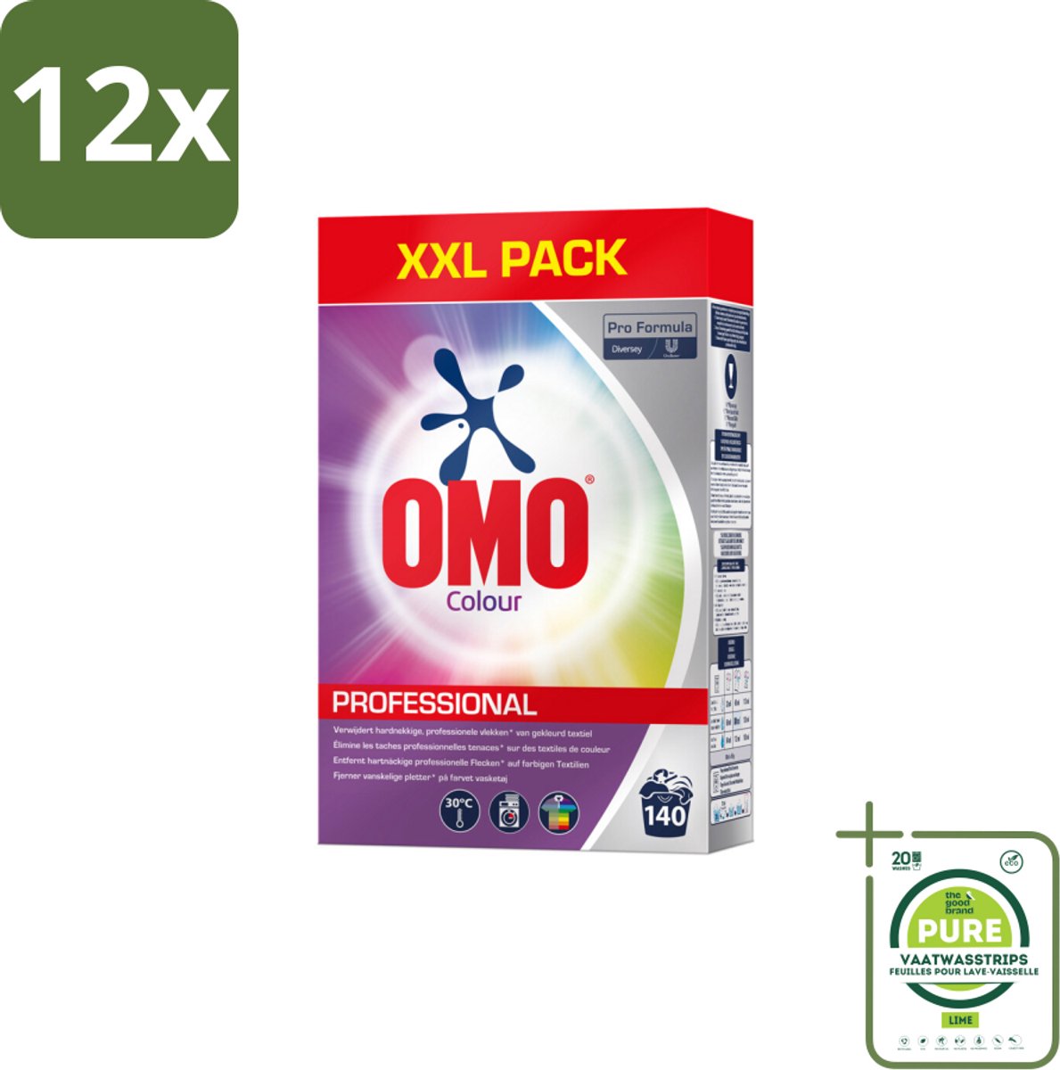 Omo Professional – Wasmiddel Poeder – Gekleurde Was – 140 Wasbeurten – Pro Formula – 7 kg - Voordeelverpakking - 12 stuks - Kleurwas - Kleurbescherming
