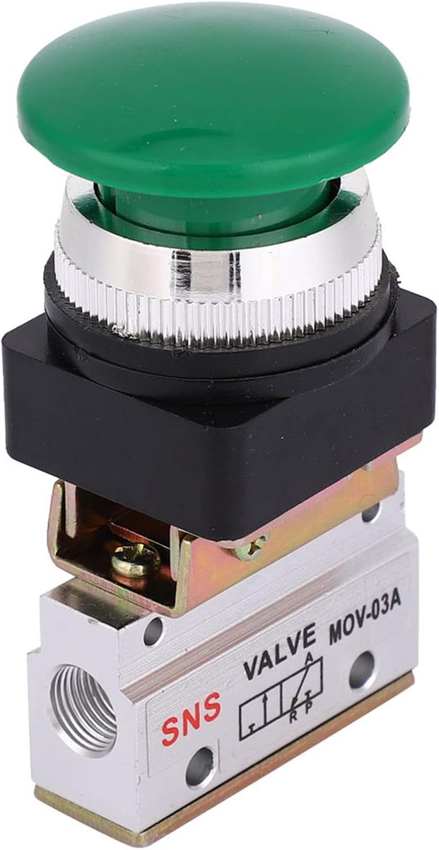 SnelShoppen - 2 Positie 3-Weg G1/8 Pneumatische Mechanische Ventiel Drukknop Schakelaar Controleventiel van Aluminium Legering, Compact en Lichtgewich