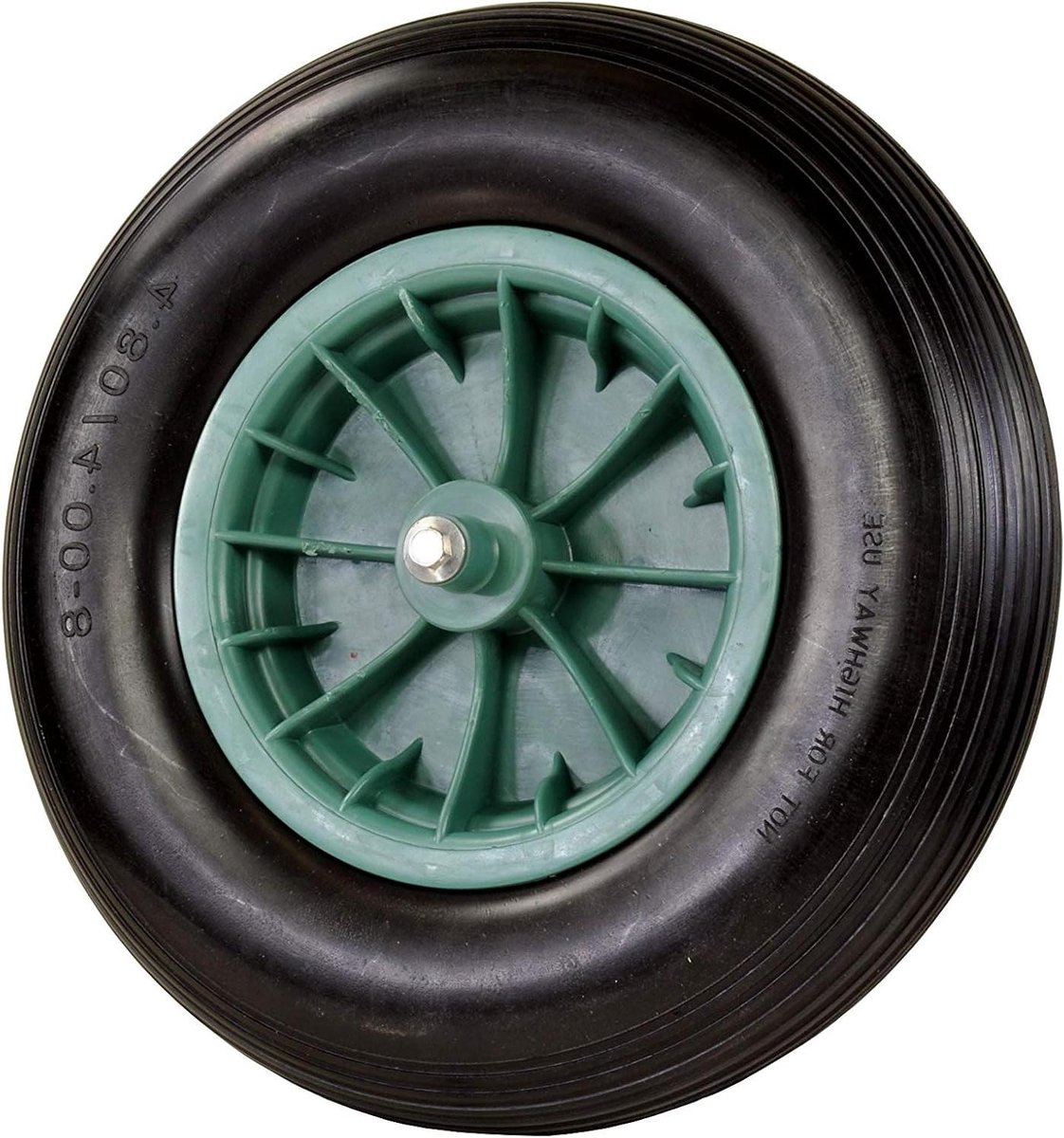 Stevige Rubberen Wiel - Vervangingswiel Kruiwagen - Transport Werk - Massieve Rubberen Band - 390 mm - Zwart