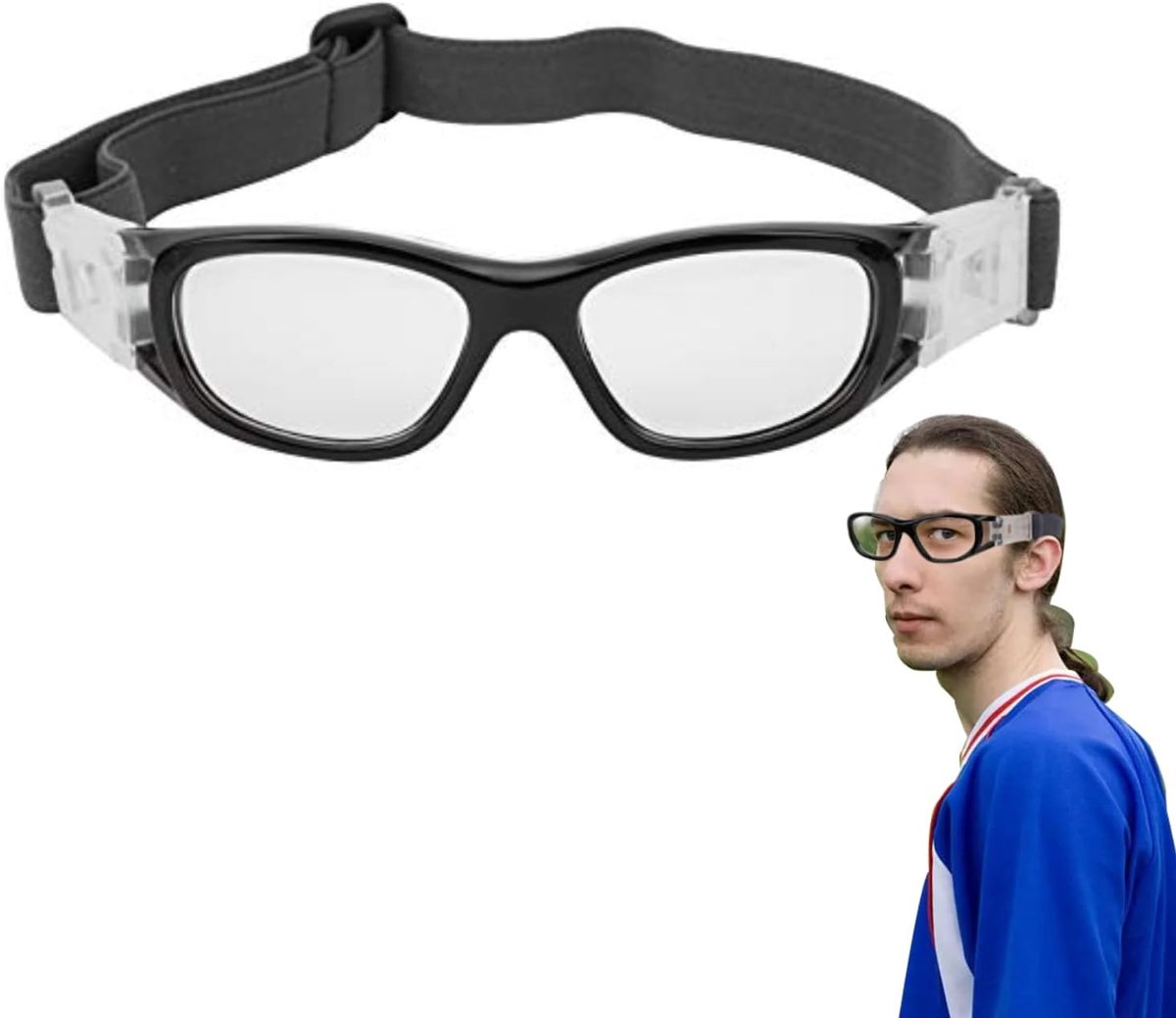 SnelShoppen - Kinderen Sportbril, Kids Basketball Goggles, Voetbalbril, Jeugd Tennis Frames, Verstelbare Fiets- en Basketbalbril, Zwart, Hoogwaardige