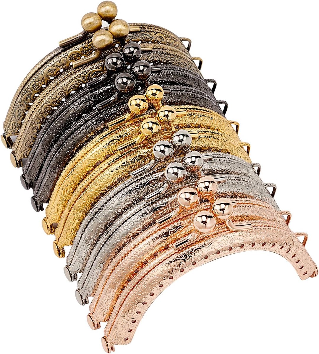 SnelShoppen - 10 Stuks Metaal Portemonnee Frame Retro Boog Kussluiting 8.5cm / 3.3" in 5 Kleuren voor DIY Handwerk en Tas Naaien