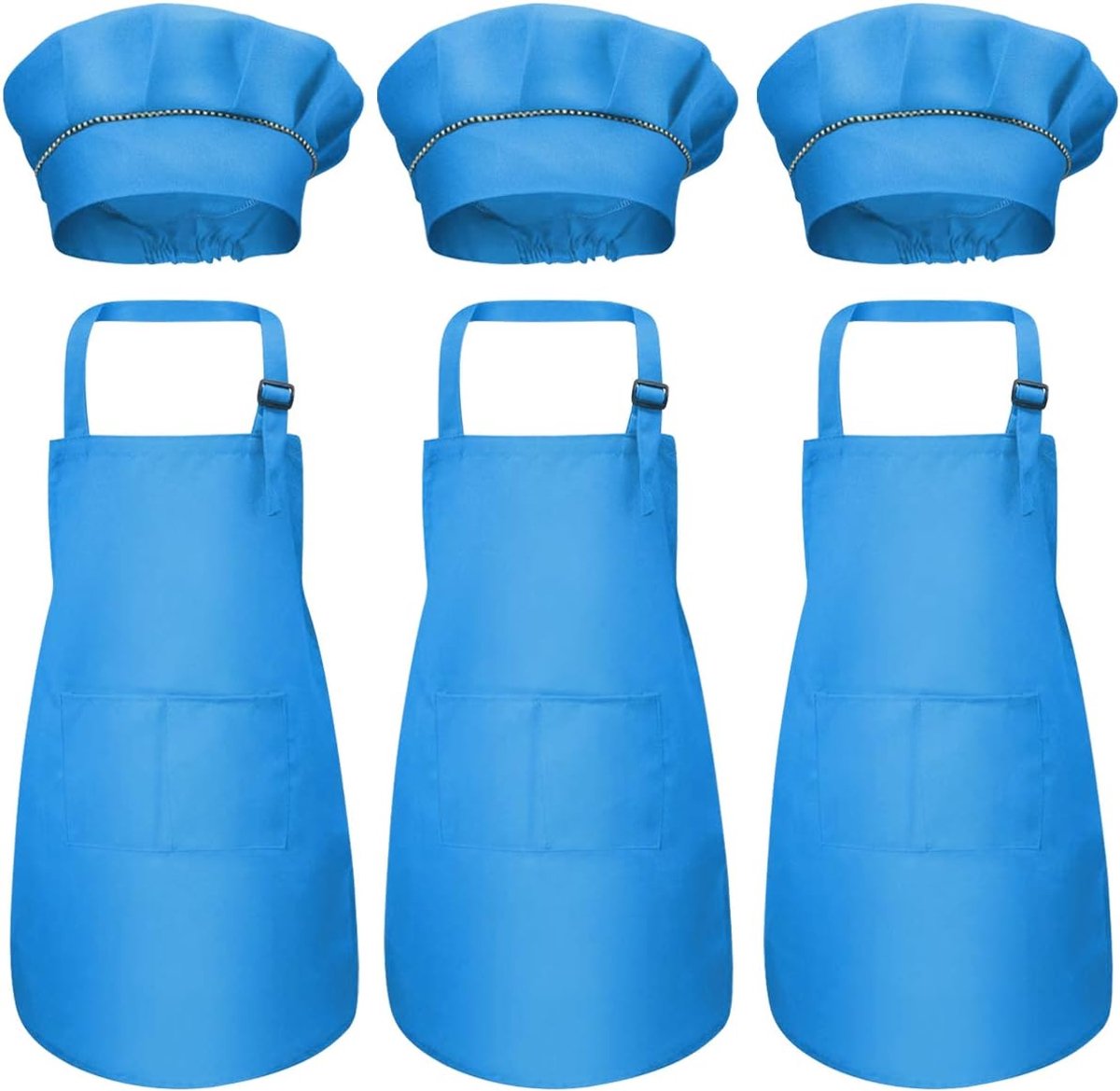Kinderschort en chefsmuts set 6-delig - verstelbaar polycotton - met zakken - ideaal voor koken en knutselen - ShopVlot