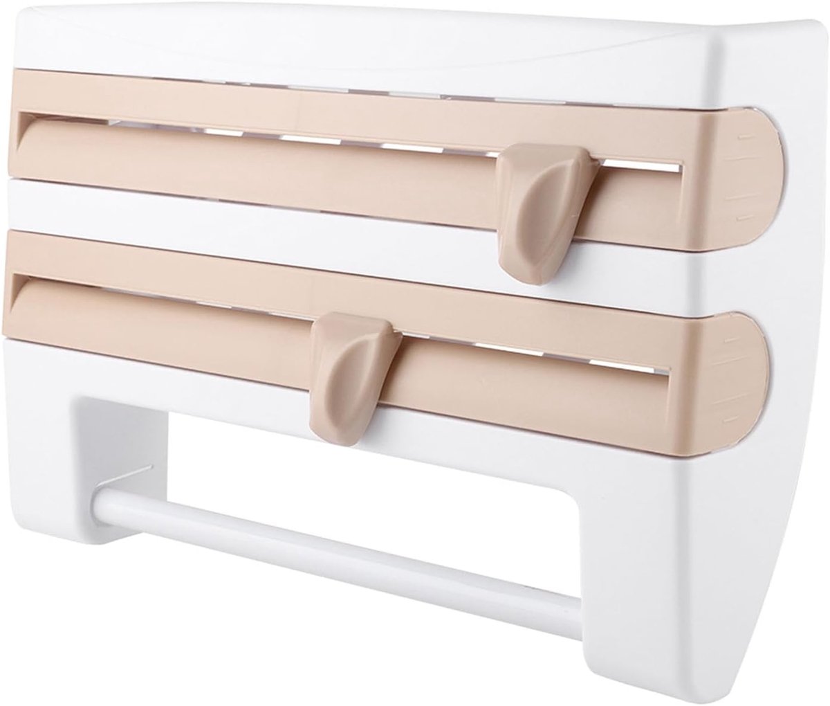 SnelShoppen - Wand Voedsel Film Ontwinder - Multifunctionele Keuken Wandplank met Snijmes - Keukenopbergrek voor Keukenhanddoeken en Plasticfolie - 39
