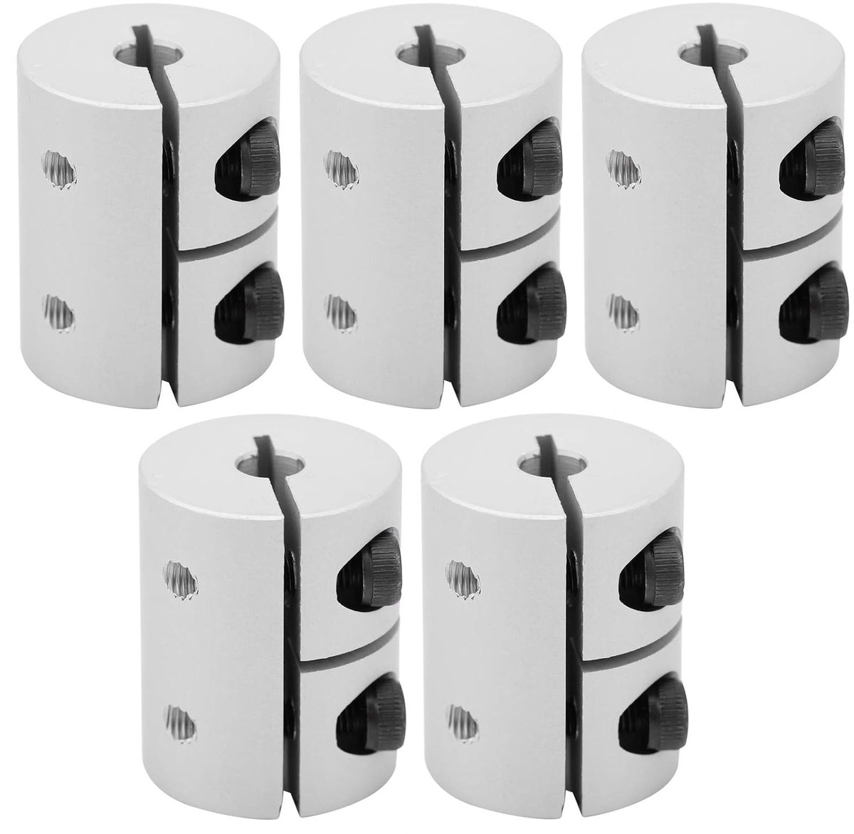 SnelShoppen - 5-delige 5mm tot 8mm bore rigide verstelbare schroefkoppelingen, aluminium connector voor 3D printer servo stapmotor, hoge hardheid en d