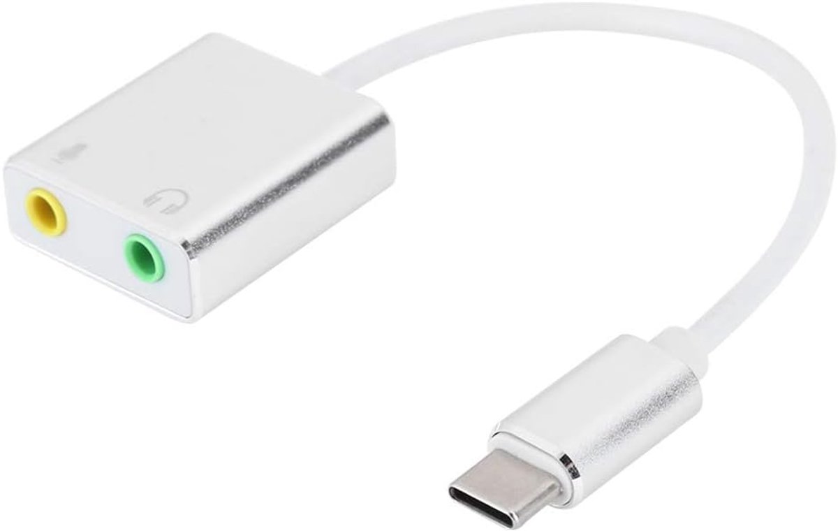 SnelShoppen - USB C Audio Adapter Externe Stereo Geluidskaart met 3.5Mm Hoofdtelefoon en Microfoon Aansluiting voor Windows, Mac, Linux, PC, Laptop, D