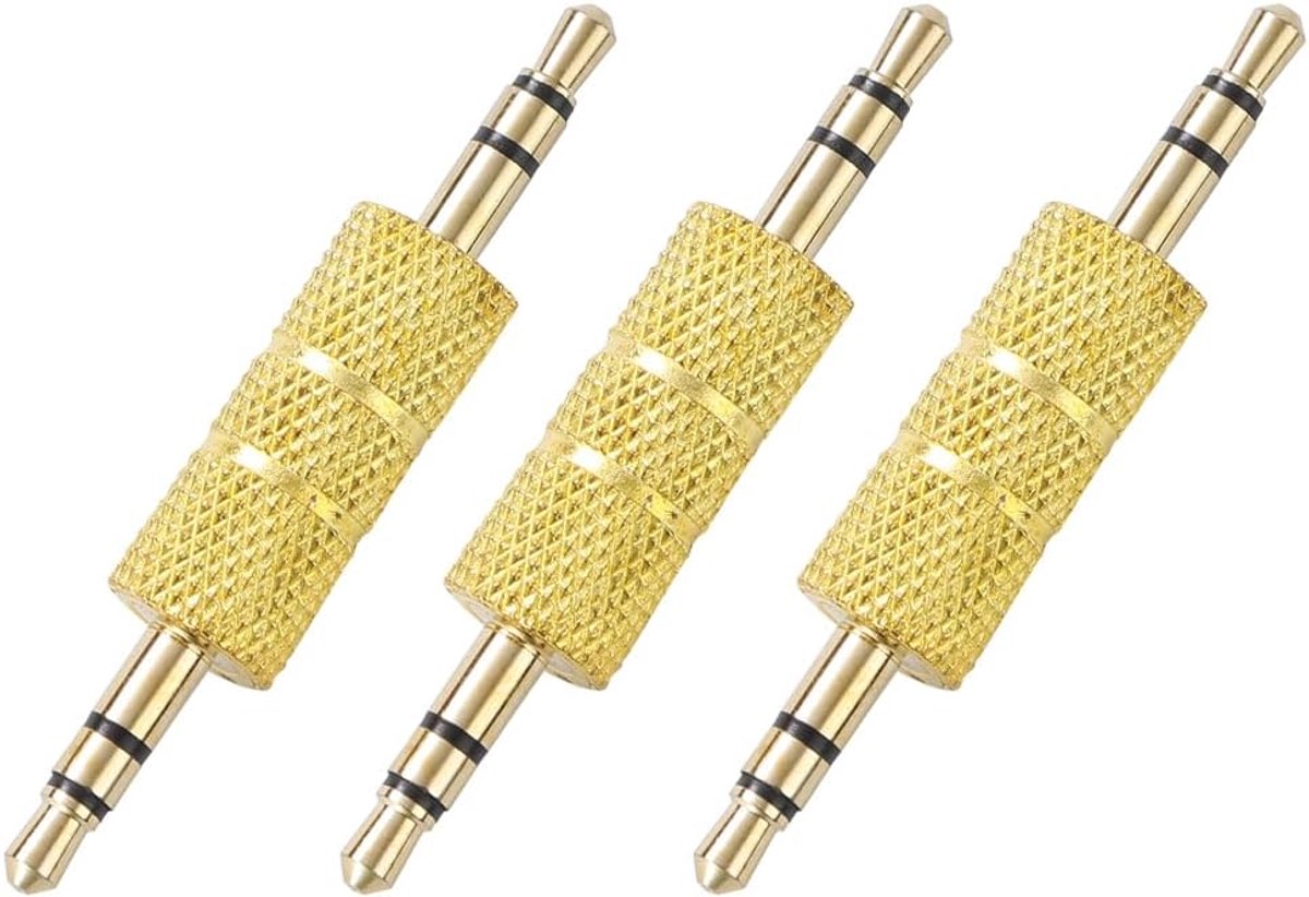 SnelShoppen - 3Pcs 3.5mm Male naar Male Stereo Koppeling Adapter Aux Kabel Connector Jack Gender Changer, Duurzaam Metaal, Plug en Play, Geluidskwalit