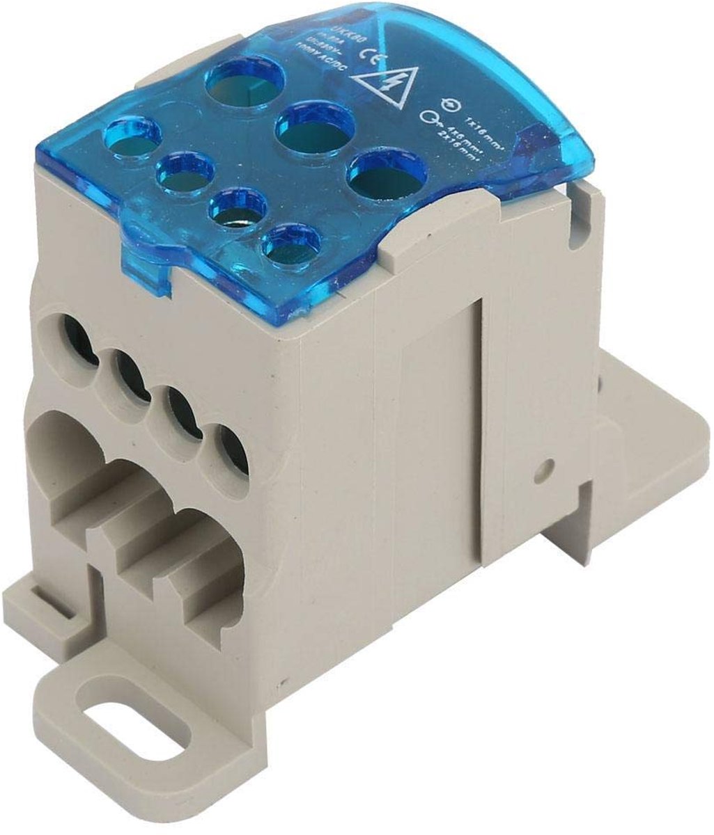 SnelShoppen - Elektrische aansluitdoos 16 mm² aansluitblok voor elektrische draden, DIN-rail terminalblok, vlamvertragend nylon, koper, hoogwaardig, d