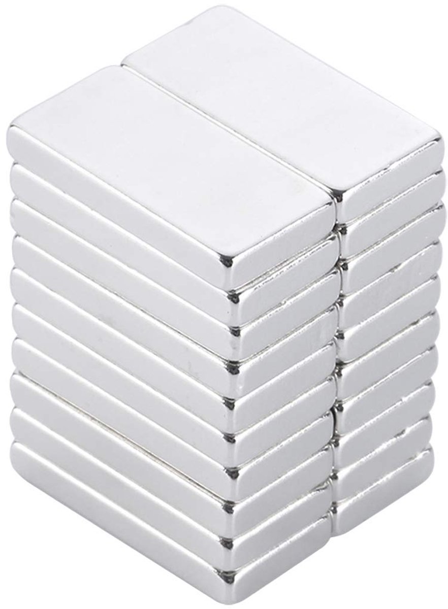 SnelShoppen - Rectangular Neodymium Magneten voor Whiteboard, Koelkast, Magnetische Strip, 20 x 10 x 2 mm, 20 Stuks, Sterke Adhesie, Triple Coating