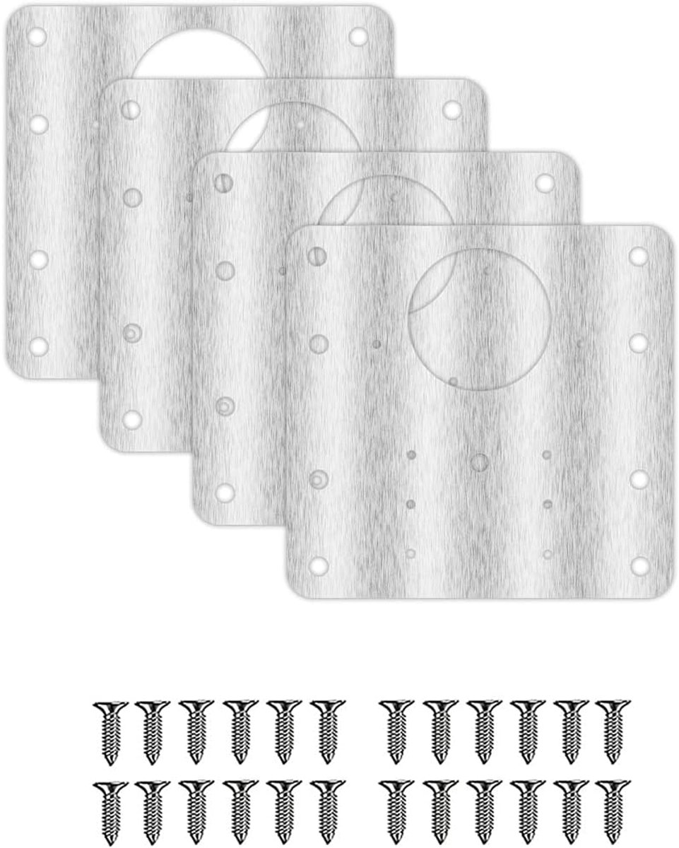 SnelShoppen - 4 Stuks Grotere Kast Scharnier Basis RVS Reparatieset Scharnieren Verstevigingsset voor Bescherming Houten Keuken Kastdeur