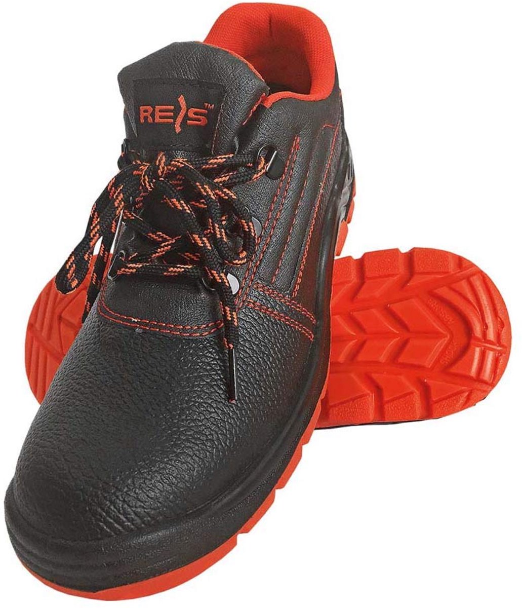 SnelShoppen - Veiligheidsschoenen zwart-rood maat 43, duurzame werk- en veiligheidsschoenen, antislip, ademend, ideaal voor bouw, industrie en buitenw