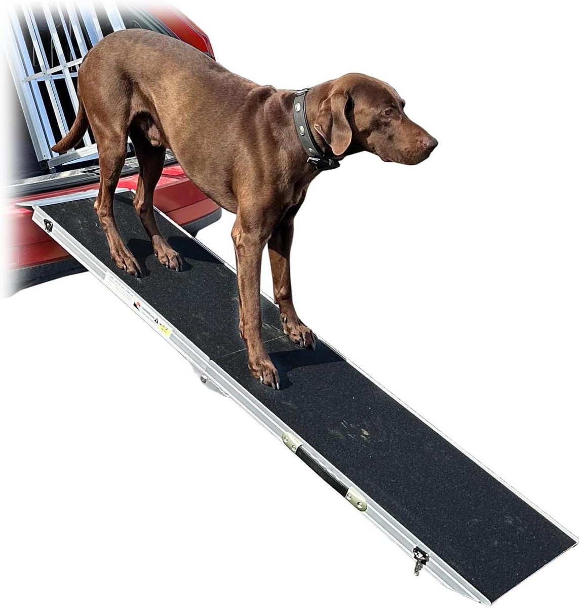 Honden Instaphulp - Hondenladder Opvouwbaar - Makkelijk Instappen - Antislip Loopvlak - 213 cm Lengte - Zilver Zwart