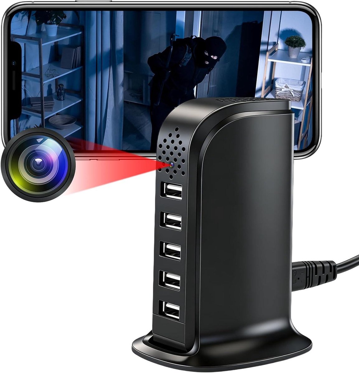 Verborgen Camera - Mini Camera - Huis Beveiligen - Bewegingsdetectie Alarm - 1080p HD - Zwart