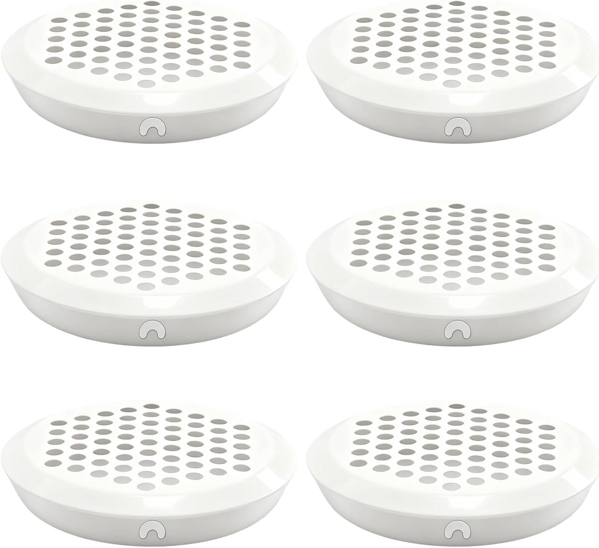 SnelShoppen - Ventilatie Rooster Rond 6 Stuks Wit RVS Ventilatie Rooster Basisdiameter 53 mm voor Opbergkasten, Schoenkasten, Keukenkasten