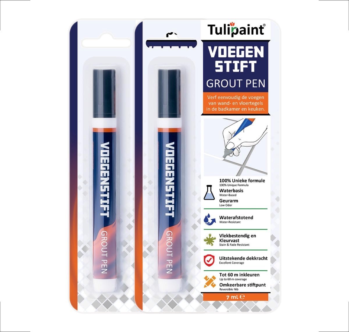 SnelShoppen - Tulipaint Voegenpen Donkergrijs/Antraciet 5mm Duo - Waterdicht, Vlekbestendig, Permanente Kleur, Perfecte Dekking voor Keuken en Badkame