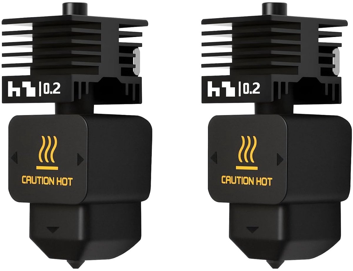 SnelShoppen - 2pcs H2D Hotend Kit voor 3D Printer, Hot End Verwarmblok Kit met 0.2mm Hardstalen Doppenset en Siliconen Sokjes, Geschikt voor H2D, A1/A