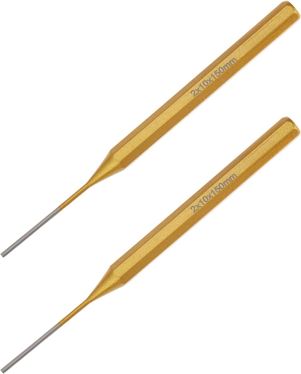 SnelShoppen - 2X Parallelle Pin Punch Cilindrische Beitel 2x10x150mm voor Houtbewerking, Chroom-Vanadium Staal, Slijtvast, Corrosiebestendig, Perfect